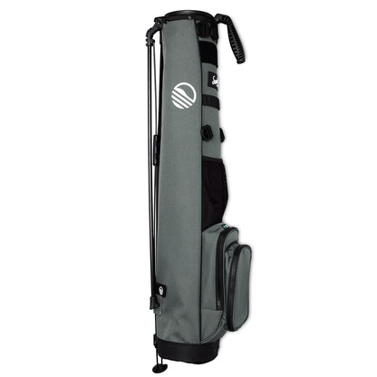 Side view of the hip panel on Loma XL golf bag in midnight green