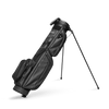 A full shot of standing Loma XL S-Class golf bag in black vegan leather facing the front