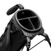 A close up top view of a black vegan leather Loma XL S-Class golf bag's 3-way divider