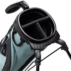 A close up top view of a seafoam green Loma XL golf bag's 3-way divider