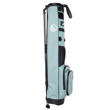 Side view of the hip panel on Loma XL golf bag in seafoam green