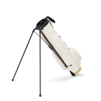 A full shot of standing Loma XL golf bag in toasted almond facing backward