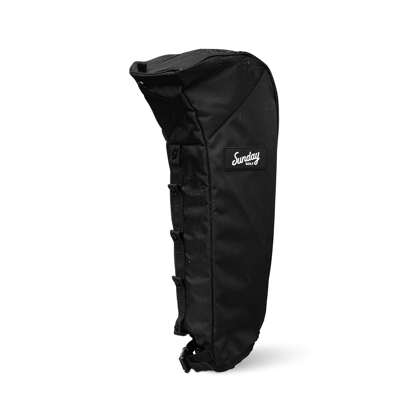 A full shot of matte black rain hood that is water-repellent and can fit the Loma golf bag