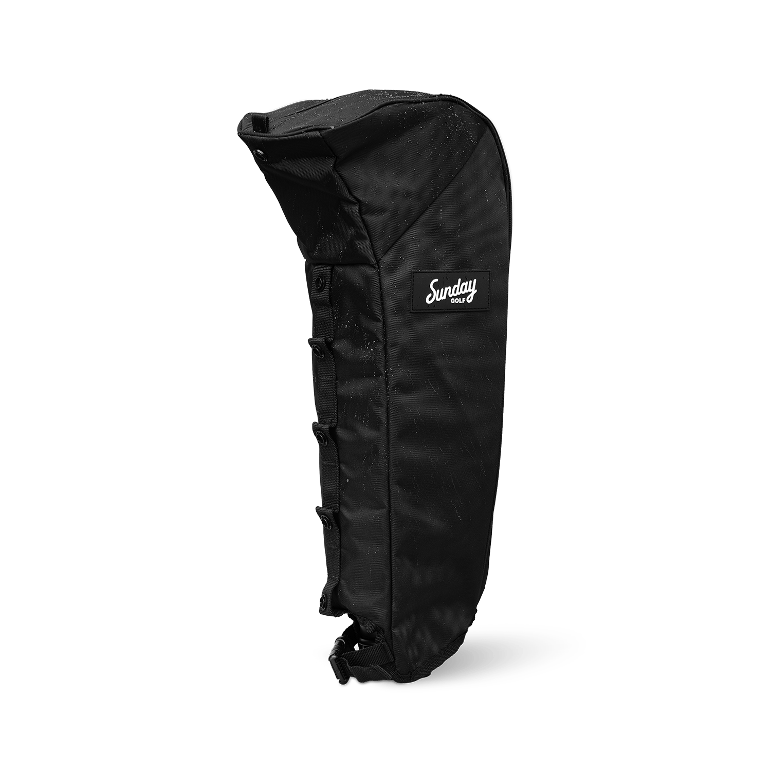 A full shot of matte black rain hood that is water-repellent and can fit the Loma golf bag
