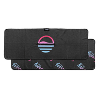 Miami Vice Golf Towel by Sunday Golf black golf towel with blue to pink ombre Sunday Golf Logo