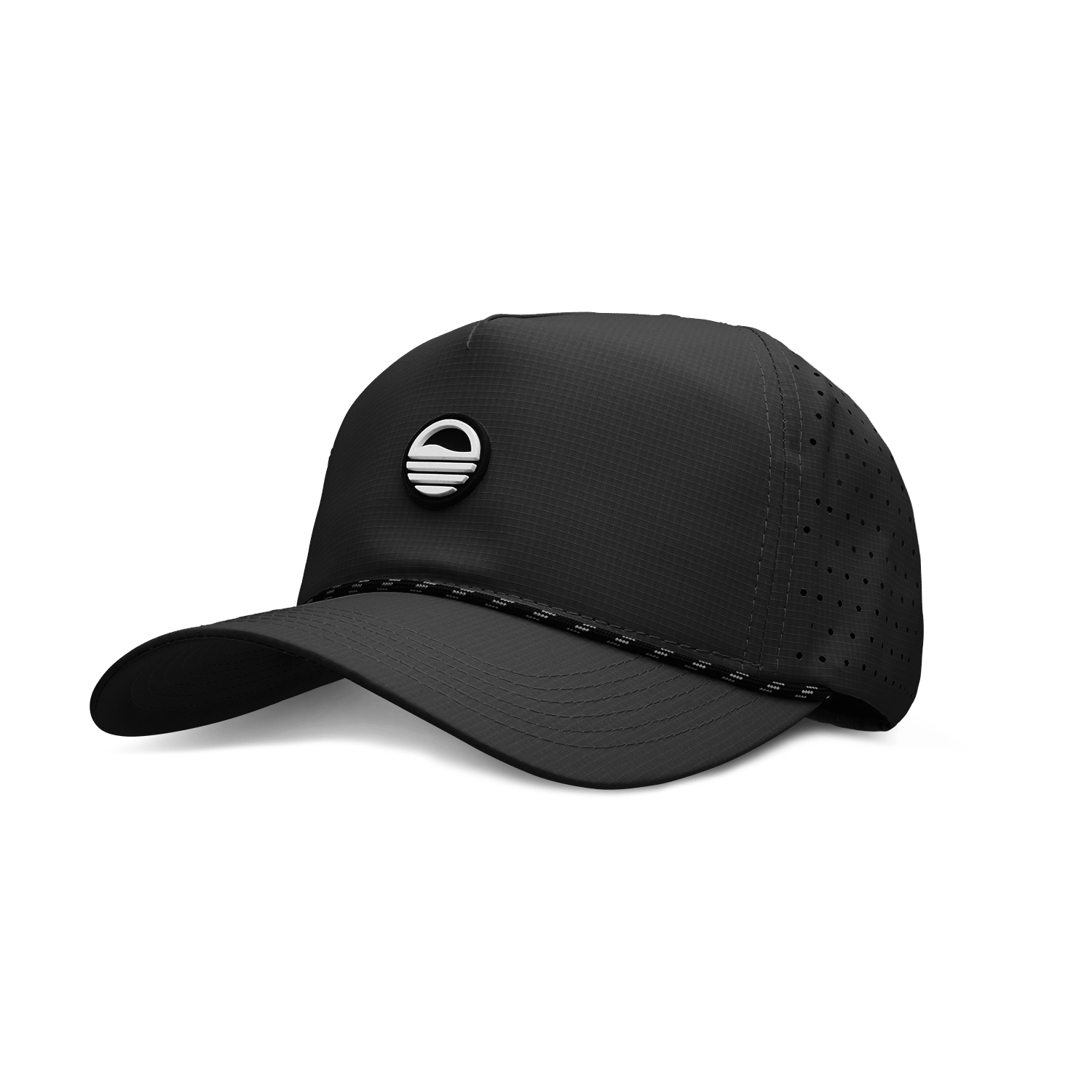 Front shot of black Porter Lite golf hat