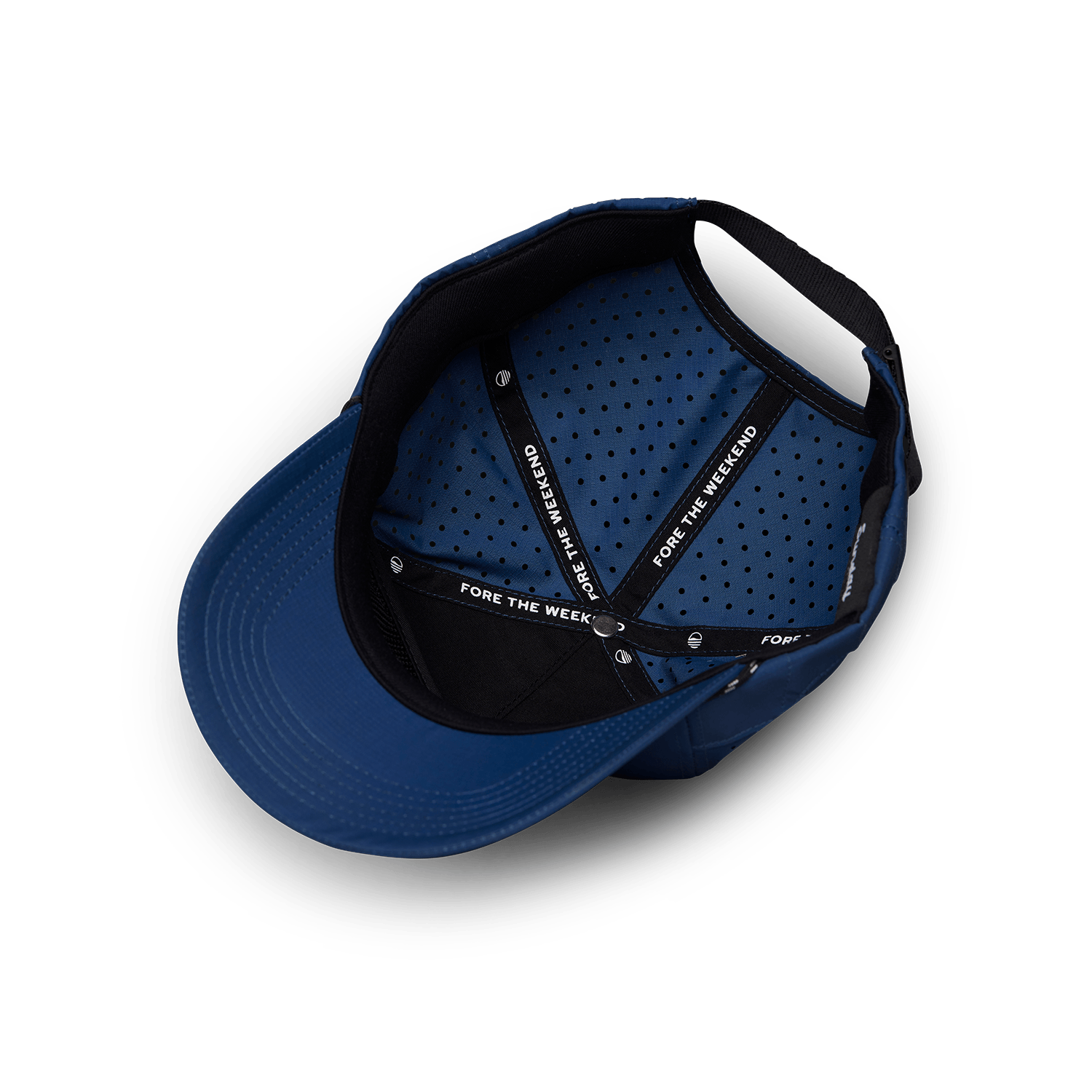 Upside down shot of navy Porter Lite golf hat