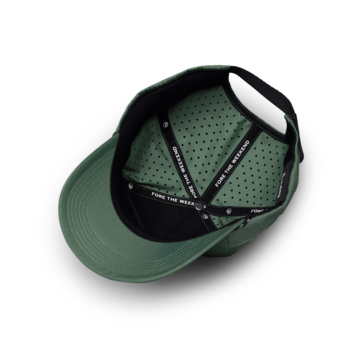 interior of the porter lite golf hat by sunday golf showing 5 panels 
