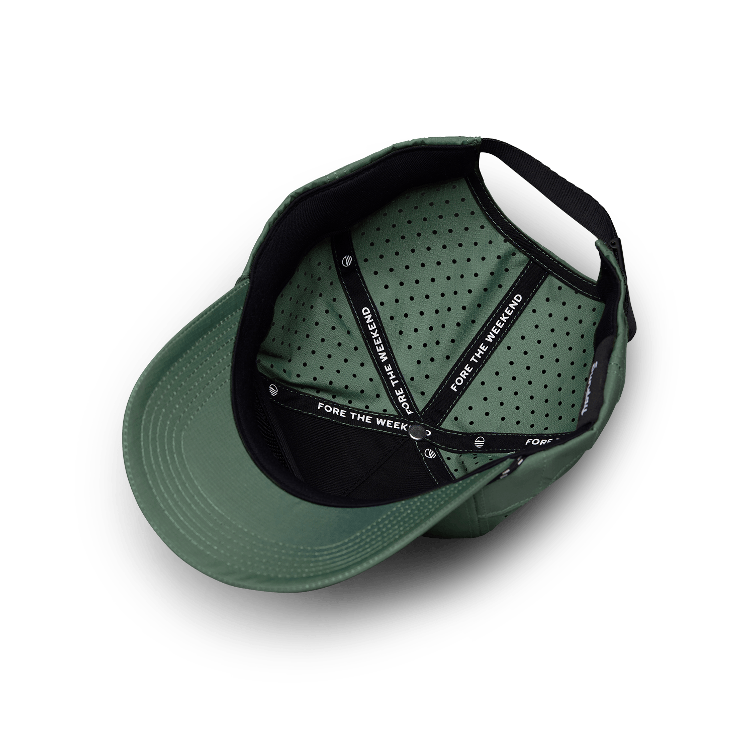 interior of the porter lite golf hat by sunday golf showing 5 panels 