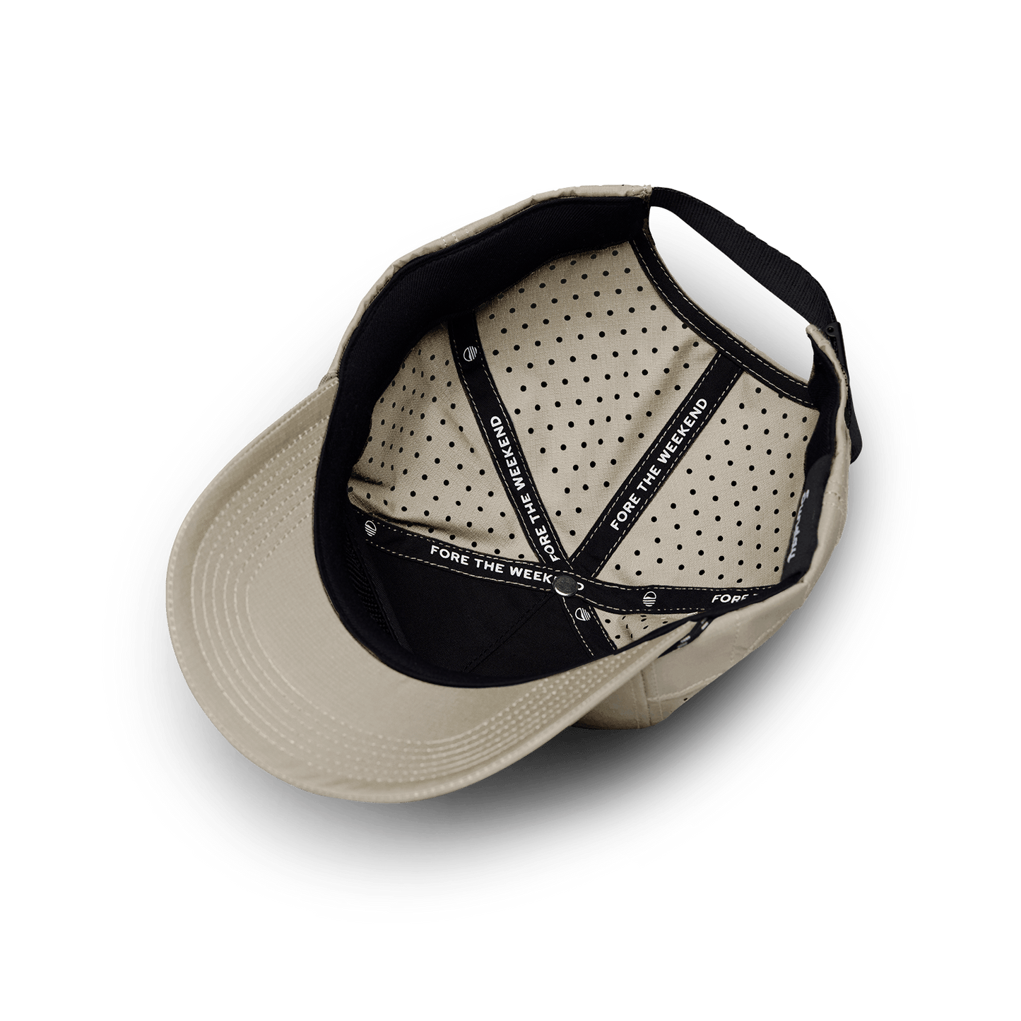 Upside down shot of tan Porter Lite golf hat