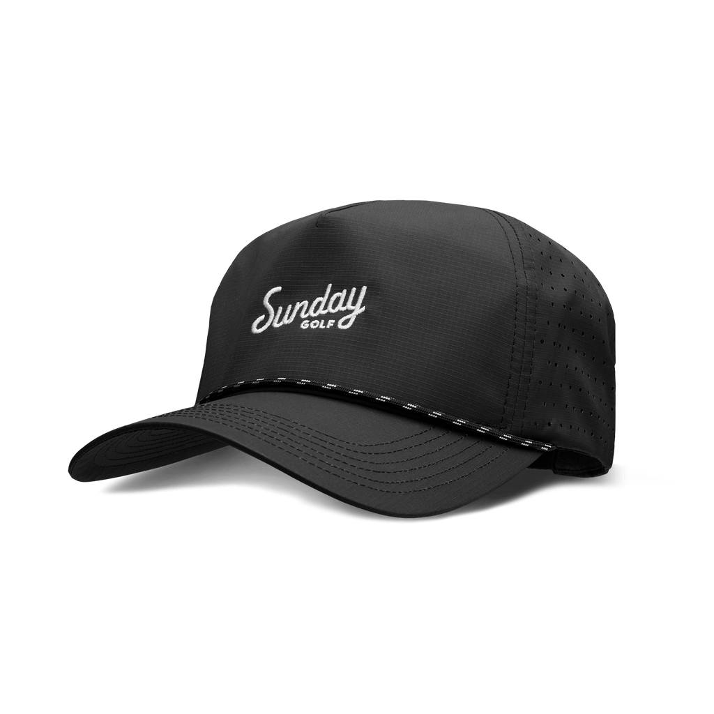 Front shot of black Porter Lite golf hat