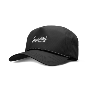 Front shot of black Porter Lite golf hat