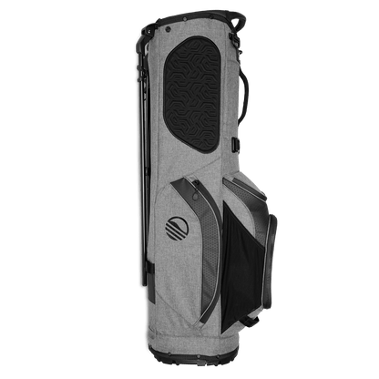 Side view of the hip panel on Ryder golf bag in heather gray