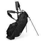 A full front shot of standing Ryder golf bag in matte black with double strap
