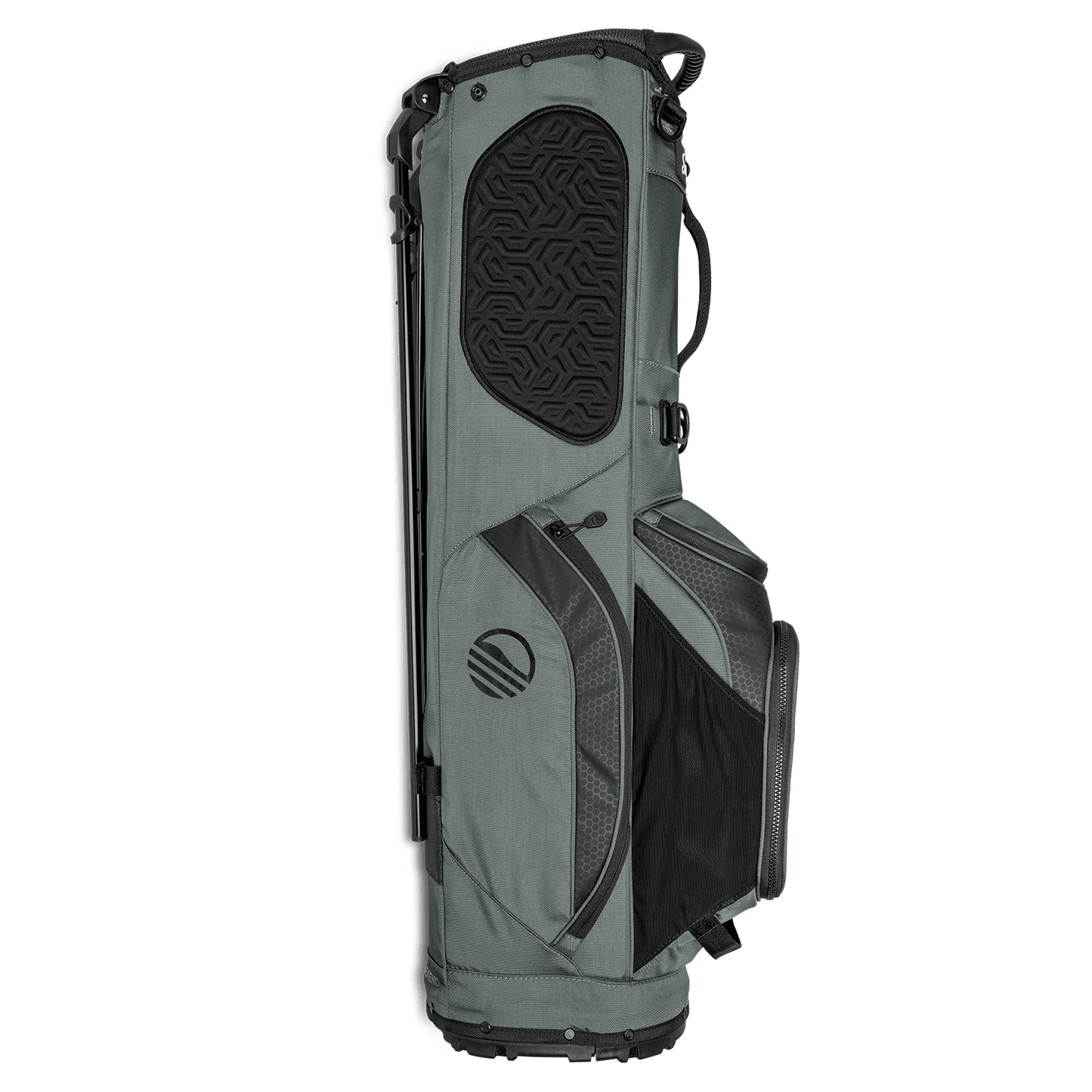 Side view of the hip panel on Ryder golf bag in midnight green