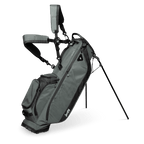 A full front shot of standing Ryder golf bag in midnight green with double strap