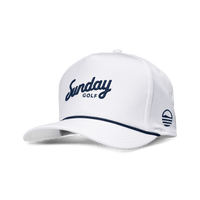 white and navy rope hat by sunday golf 