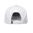 Back shot of white and navy rope golf hat