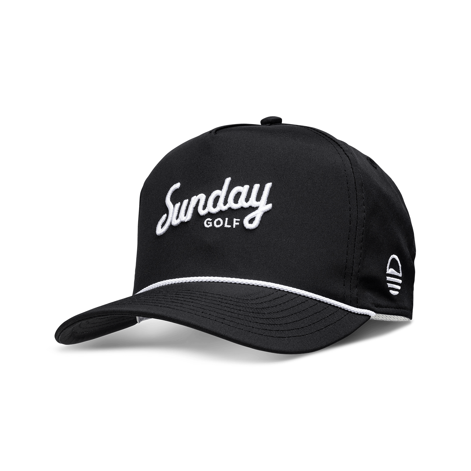 Front shot of black and white rope golf hat