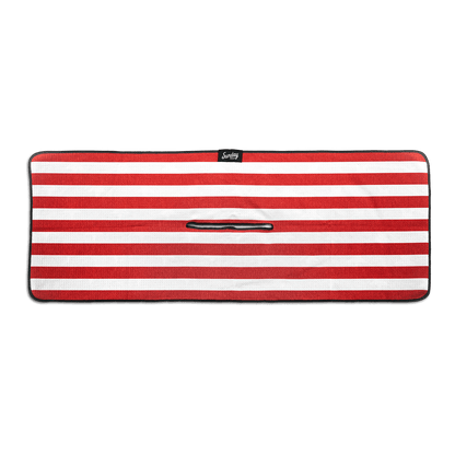 red and white striped golf towel 