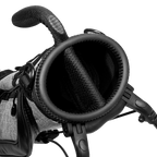 A close up top view of a heather gray Loma golf bag’s 2-way divider