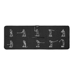 front of Greatest Swing golf towel showing swing progression golfer in white
